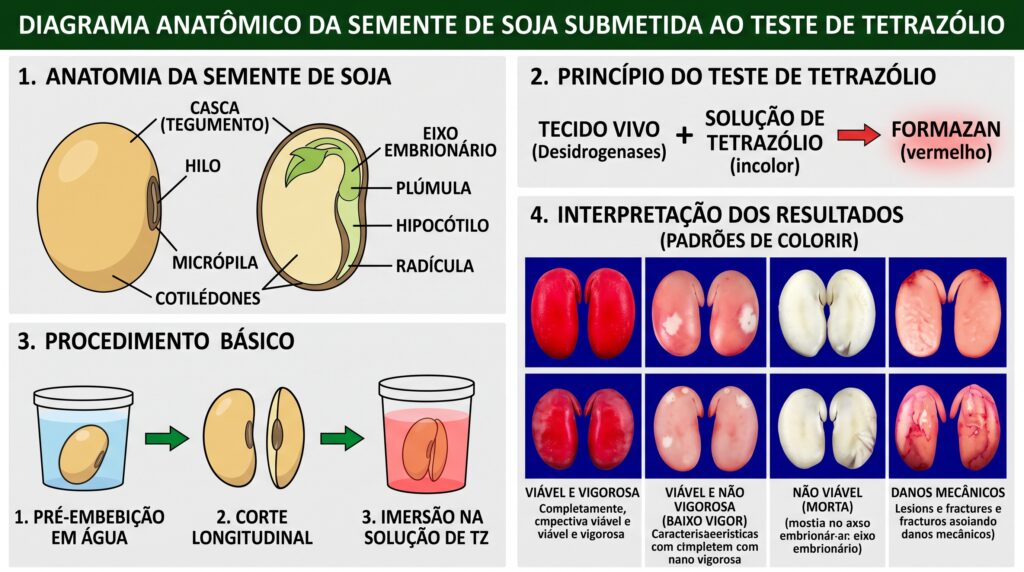 Anatomia e coloração de semente de soja no teste de tetrazólio